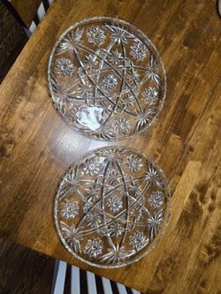 Pressed Glass Serving Plates Set of 2