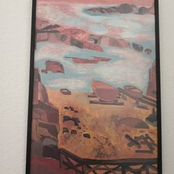 1 piece modern water color painting  With Frame – “Fishing village” – by artist Tang Shing Chi