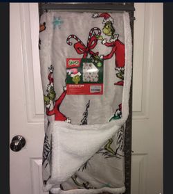 The Grinch Sherpa Backed Blanket