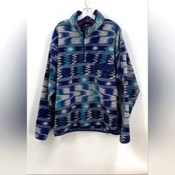 Patagonia Aztec Synchilla Blue Patterned Sweater Pullover Fleece Men Large