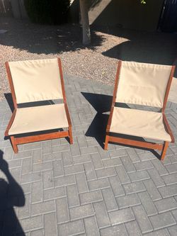 2 canvas and wood chairs