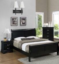 QUEEN BLACK SLEIGH BED WITH MATTRESS SET