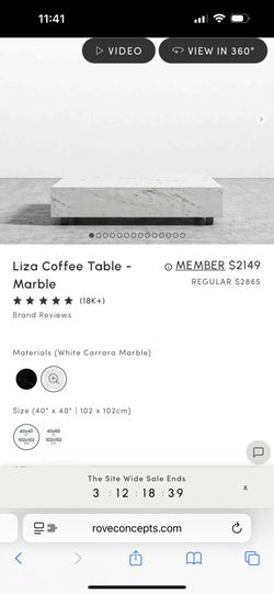 Rove Concepts Marble Coffee Table (Liza Carrara)