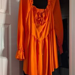 Dress Orange Shoulder Corset 