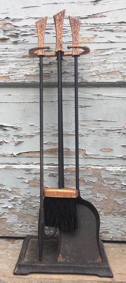 Vintage Copper FIREPLACE TOOL SET 20thC Mid Century Modern PORTLAND WILLAMETTE