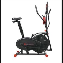2-in-1 Elliptical Trainer Exercise Bike w/ LCD Screen, Adjustable Seat
