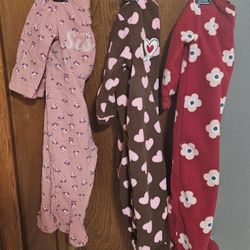 6 Months Set of Three Carters Baby Sleepers For Baby Girls