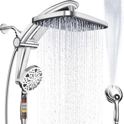Rain Shower Head with filtered Handheld High Pressure rainfall Shower Heads with Handheld Spray Combo Adjustable one-piece stand daul shower head Buil