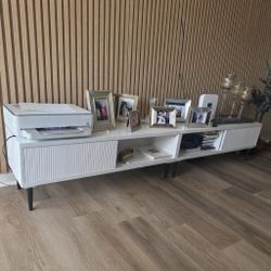Modern White Media Console with Feature Wall