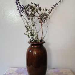 Porcelain 9" Vase with Sealed Flowers 
