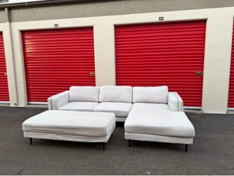 Light Grey 2 Piece U Shape Sectional Sofa With Ottoman