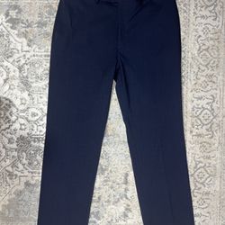 Ralph Lauren Men's Flat Front Plaid Pants Blue Navy Plaid  36WX32L  