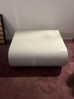 Postmodern white scroll coffee table