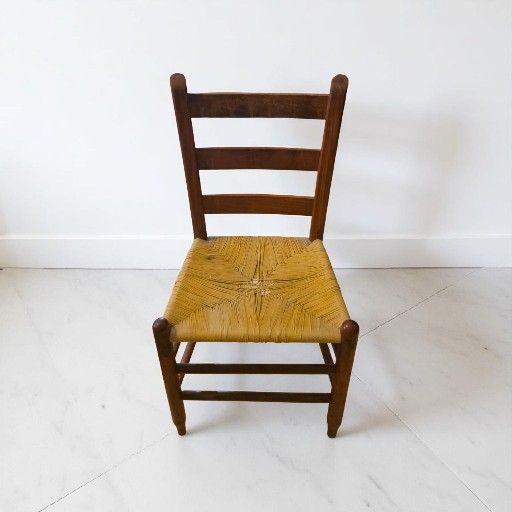 Antique Ladder Back Maple Rush Chair
