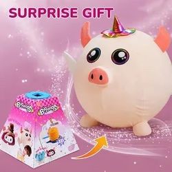 Jumpy Ball" inflatable plush animal toy.