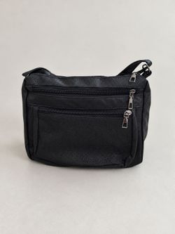 Black Pebbled Crossbody Shoulder Bag