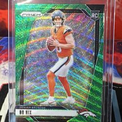 Real Nice 2024 Bo Nix Green Wave Prizm Rookie Card #309...Mint... 