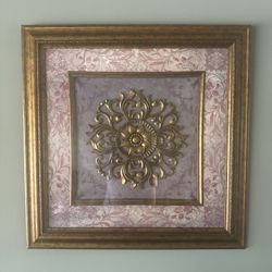 Framed Wall Art – Decorative Gold Medallion Design