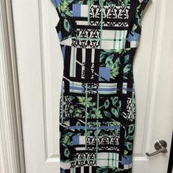 NEW YORK & COMPANY Stretch Blue/Green Print Dress [Size XS]