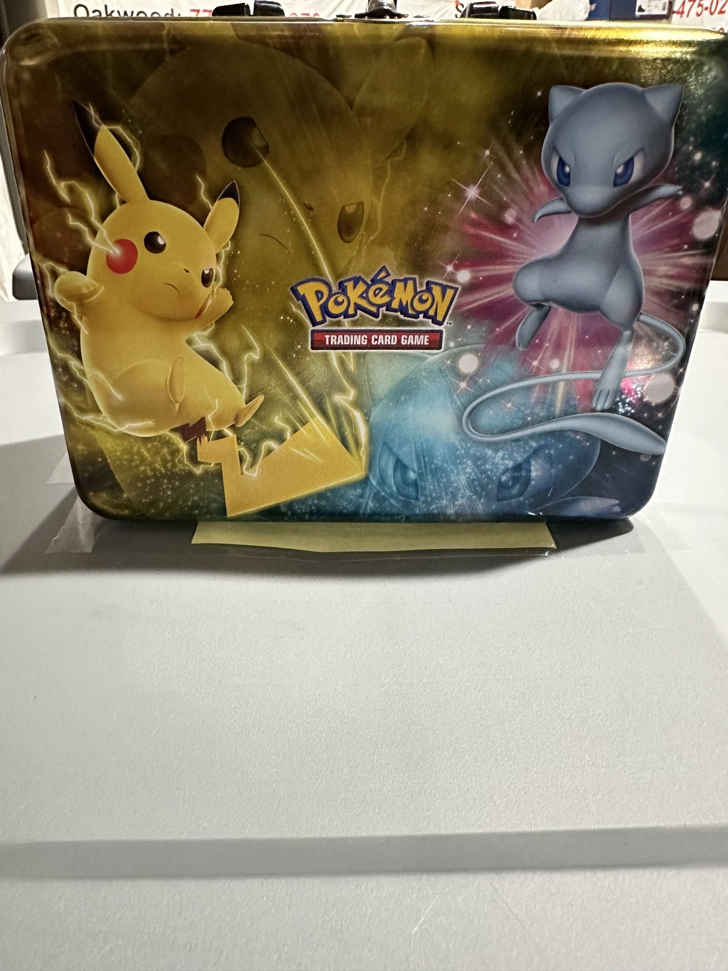 Pokemon Pikachu Mew Trading Card Empty Metal Box Lunchbox 2017