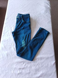 Wallflower Girls Dark Blue Distressed Skinny Jeans Size 16