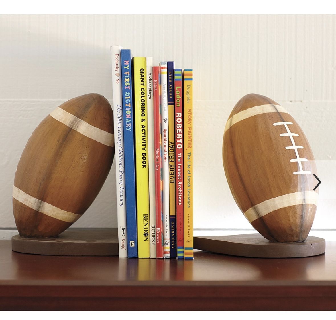 Football Bookends. Pottery Barn.
