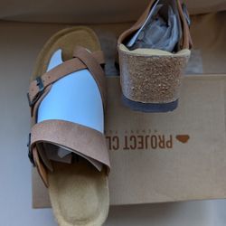Project Cloud Wedge Leather Sandals Size 8 New