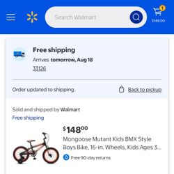 Mongoose Mutant Kids BMX Style Boys Bike, 16-in. Wheels, Black & Orange. Normal Used