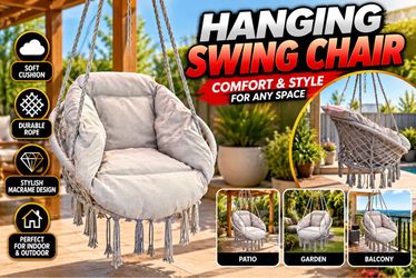 🪑 Hanging Hammock Chair with Cushions – Multiple Hanging Options!🔥🔥