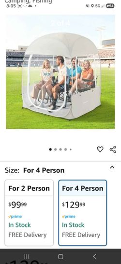 Sports Tent, Instant Weather Proof Clear View Bubble Tent with Carry Bag, Portable & Foldable Pop Up.