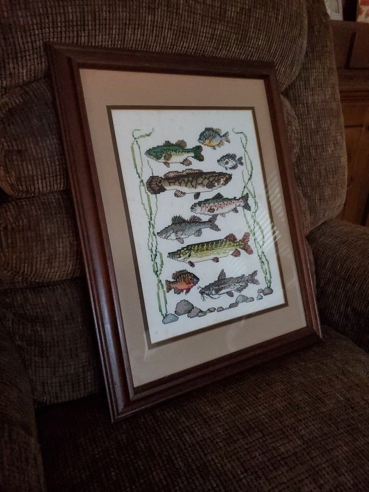 Framed Fish Embroidery