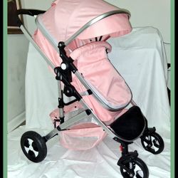 Kinder King~Pink Stroller with Removable Bassinette