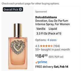Dolce & Gabbana My Devotion EDP Intense 3.3 Ounces Amazon $184, Here $78.