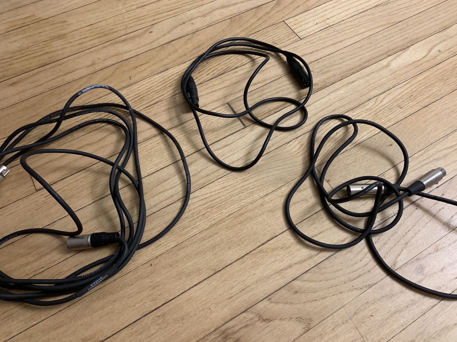 XLR balances microphone cables, 2 6ft, 1 15ft