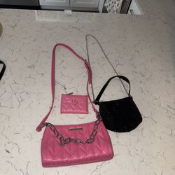 Pink Bag, Pink Wallet, Black Bag 