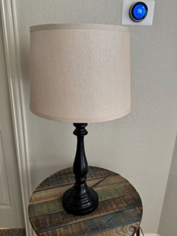Bronze base lamp with beige shade Set of 2