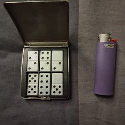 Miniature Antique Metal Domino Set