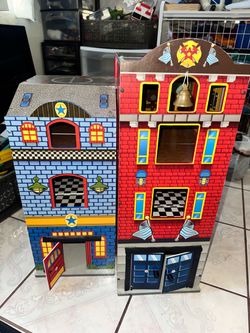 Kid craft police and firehouse station.