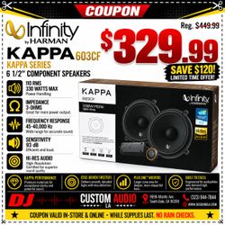 Infinity Car Speakers Set 6 1/2" Component Speakers 330 Watts Kappa 503CF 🚨 Payment Options Available 🚨