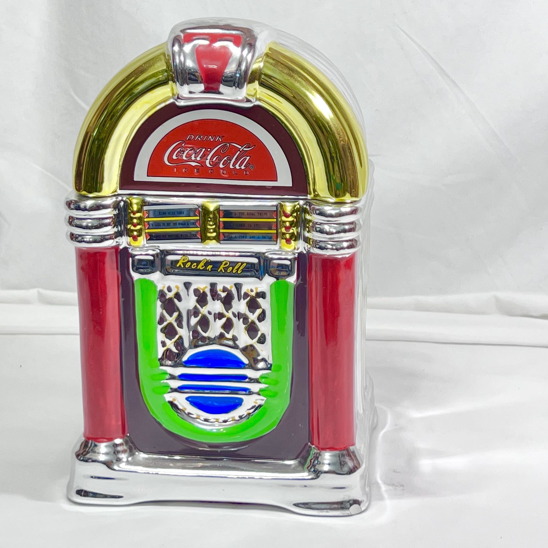Vintage Coca Cola Jukebox Rock n Roll Cookie Jar 2002 Gibson 12" X 7.5" X 7"