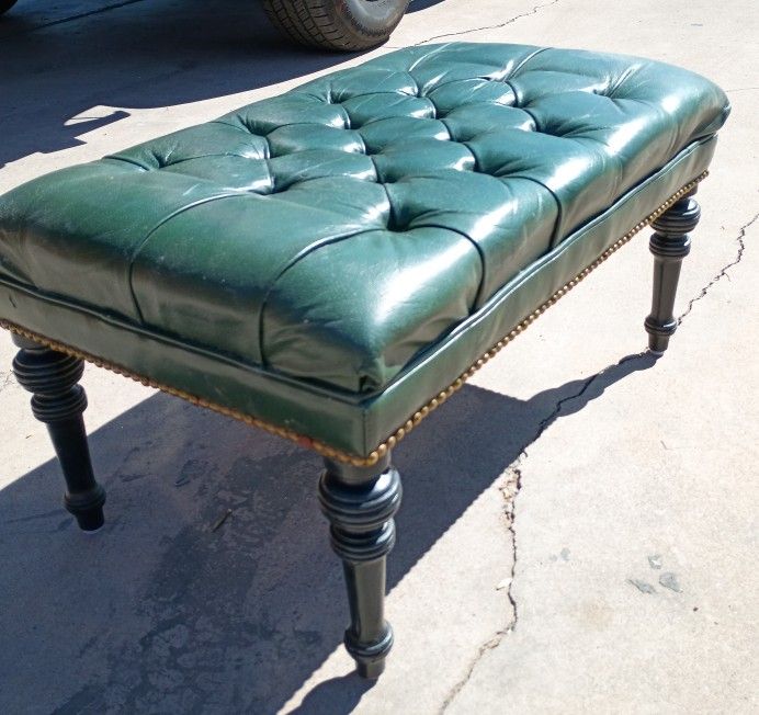 Green Leather Ottoman
