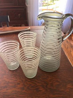 Glass pitcher and cup set