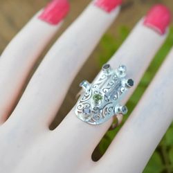 Different Colors Quartz In Silver Ring