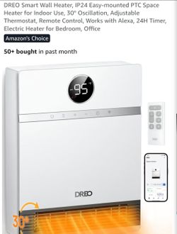 DREO Smart Wall Heater, IP24 Easy-mounted PTC Space Heater for Indoor Use
