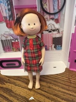 1997 Madeline Eden Doll 7” Doll in Red Plaid Dress