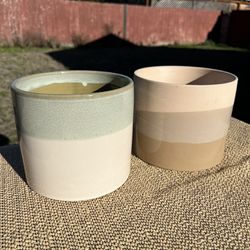 Two Ceramic Flower Pots Planters Small