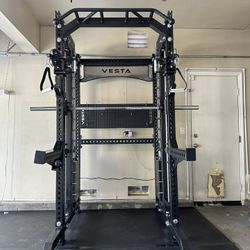 PRO SERIES Ultimate 3-1 Half Rack Functional Trainer w/Smith Machine Bar | 400lb Stack | Gym Equipment | Fitness | Commercial | Squat Rack 