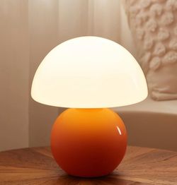 Mushroom Table Lamp Orange and White
