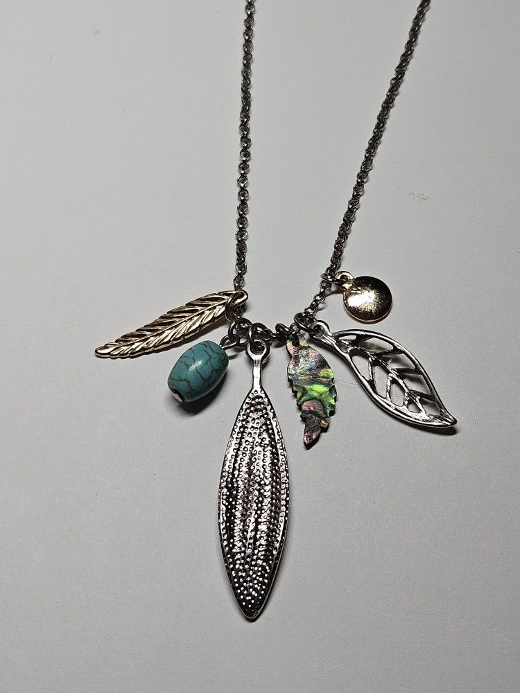 Silver Feather Charm Necklace