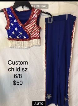 Patriotic Americana Red White And Blue Pageant 2 Pc Set! Great Condition Child Size 6/8 Custom